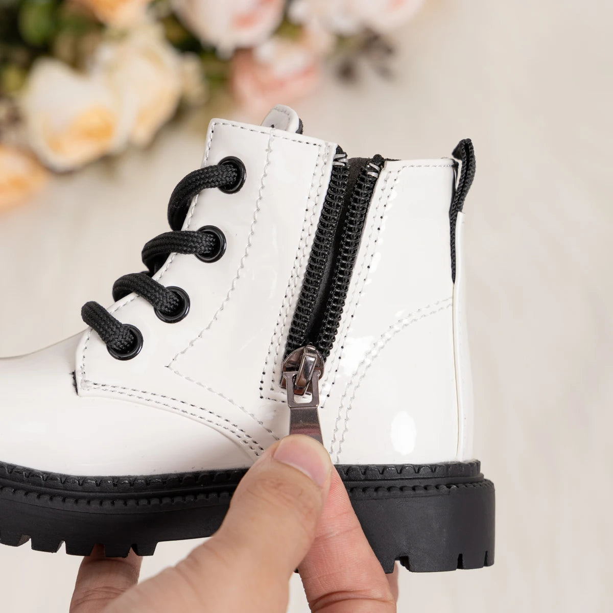 Waterproof PU Leather Children's Lace-up Boots