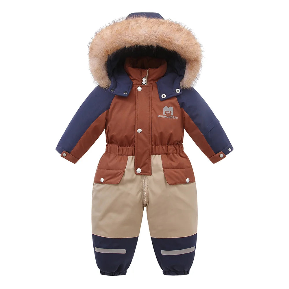Children's Waterproof Hooded Ski Suit Jumpsuit