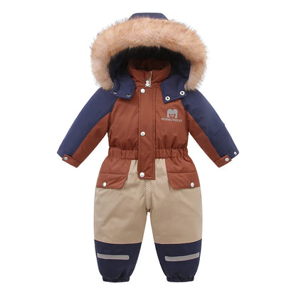Children's Waterproof Hooded Ski Suit Jumpsuit