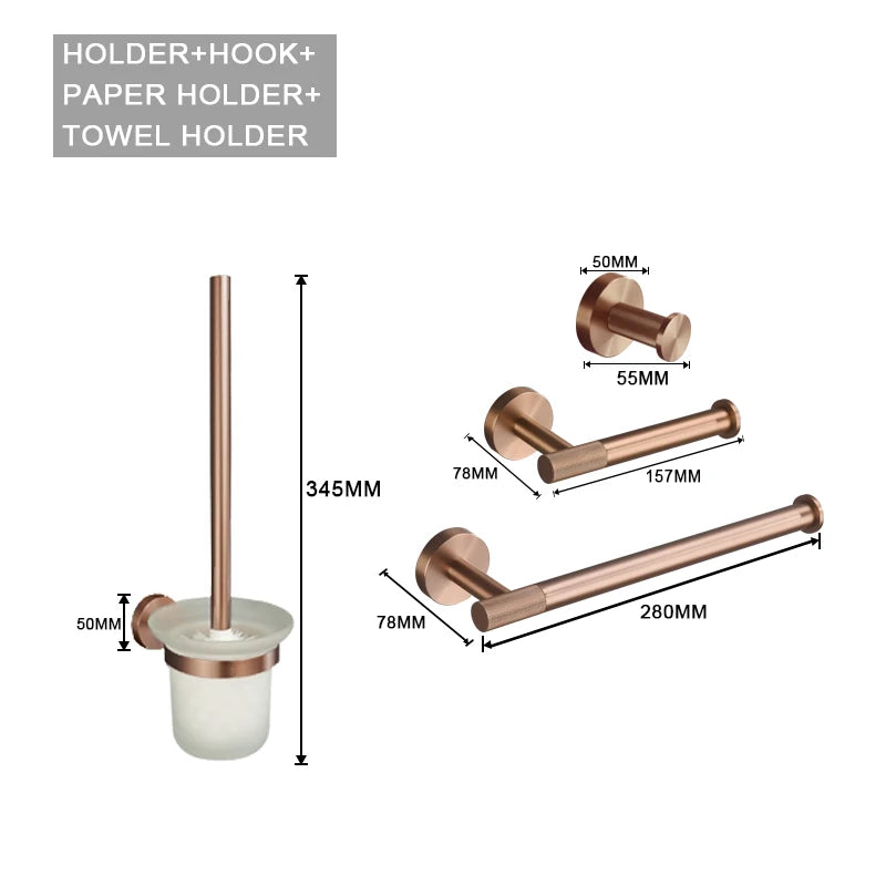 Brushed Rose Gold Metal Bath Hardware Set