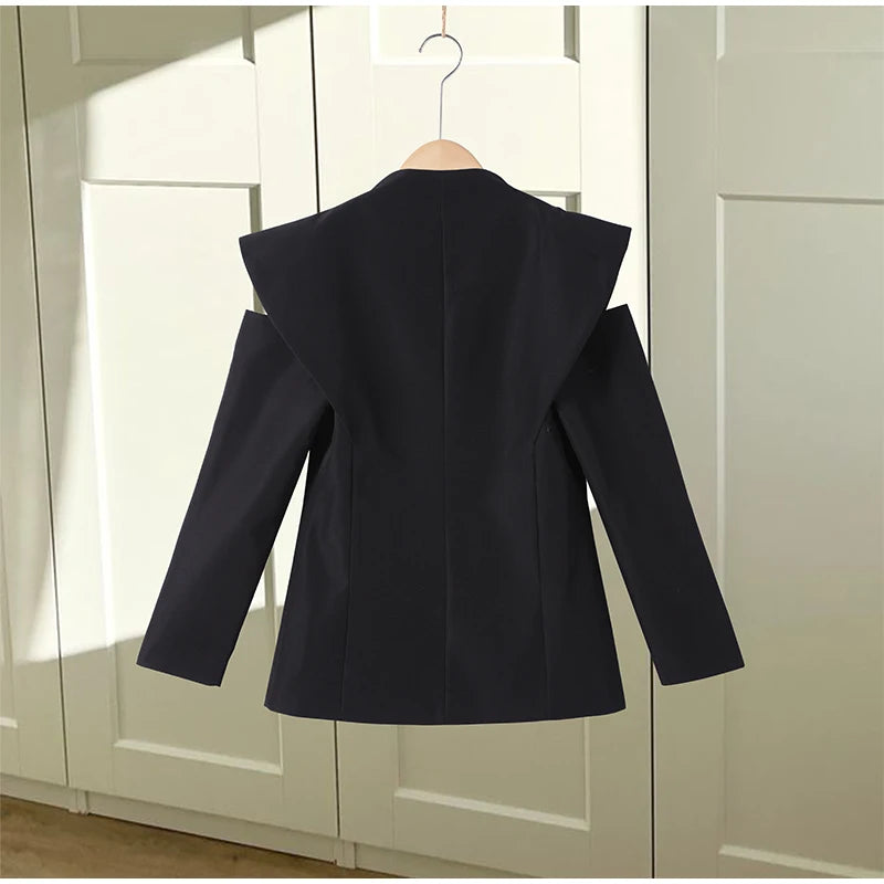 Cold Shoulder Blazer Double Breasted Women Jacket