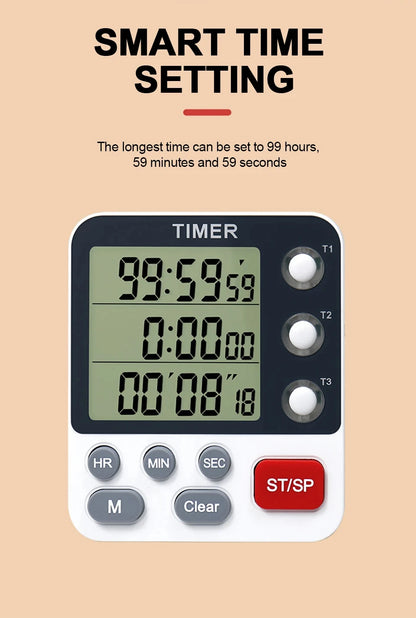 Digital Kitchen Timer with Adjustable Volume and LCD Display