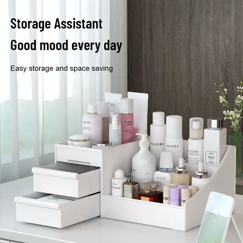 White Plastic Drawer Makeup Storage Box