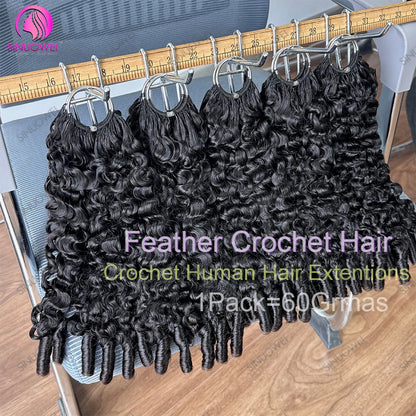 Burmese Curly Human Hair Feather Crochet Extensions