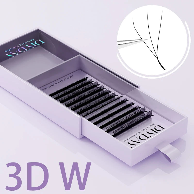 DIYDAY W Shape Eyelash Extensions Natural Soft Synthetic Hair