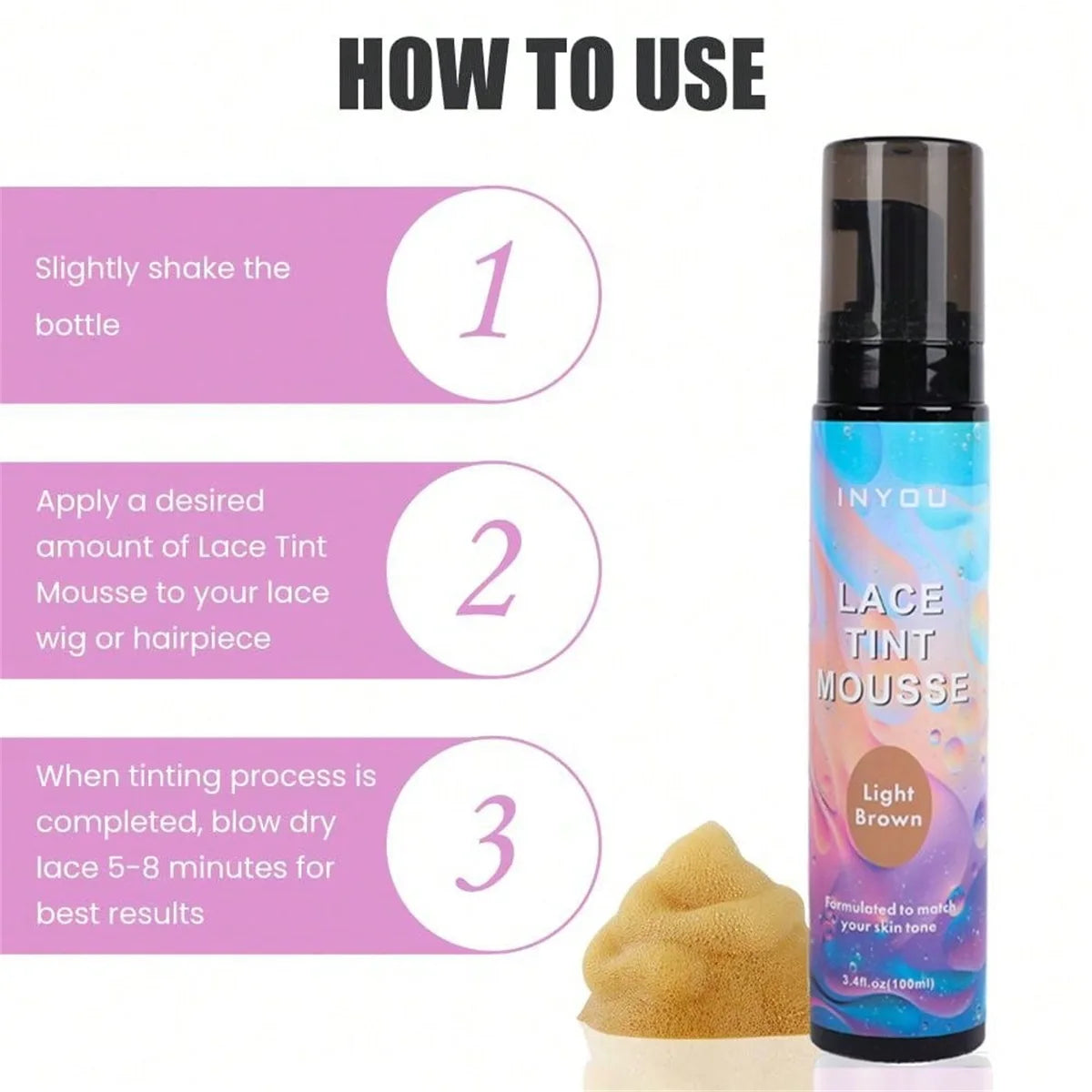 Melt Lace Tint Hair Mousse and Spray for Medium Brown Wigs