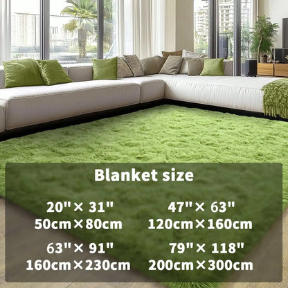 Black Plush Long-Pile Carpet, Soft Non-Slip Rug