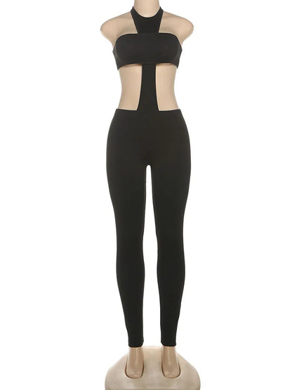 kliou Backless Halter Jumpsuit for Women in Polyester