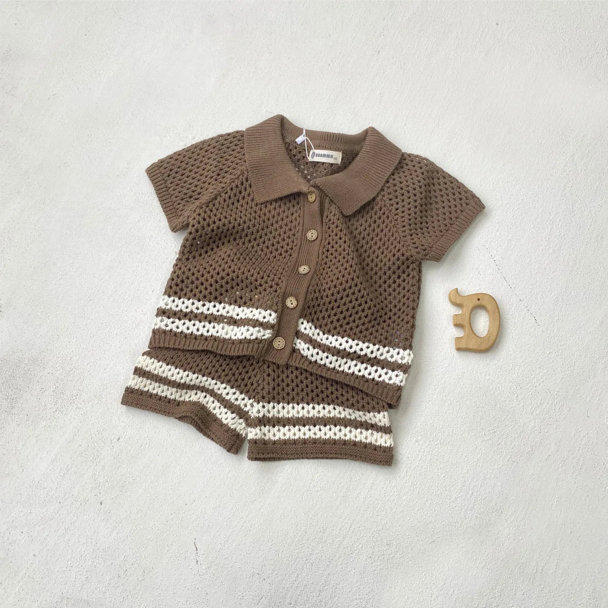 DGUKYM Summer Baby Knitted Sweater Cardigan Set