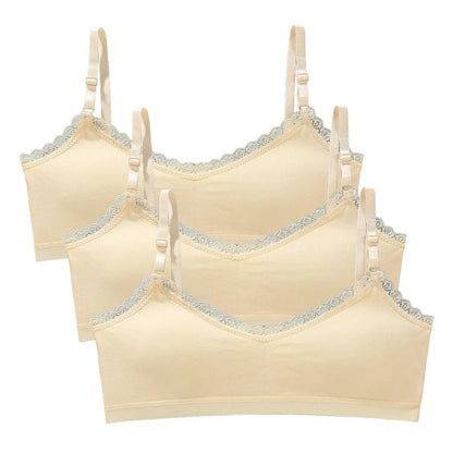 Girls Lace Training Bras Set Cotton Padded Daily Wear