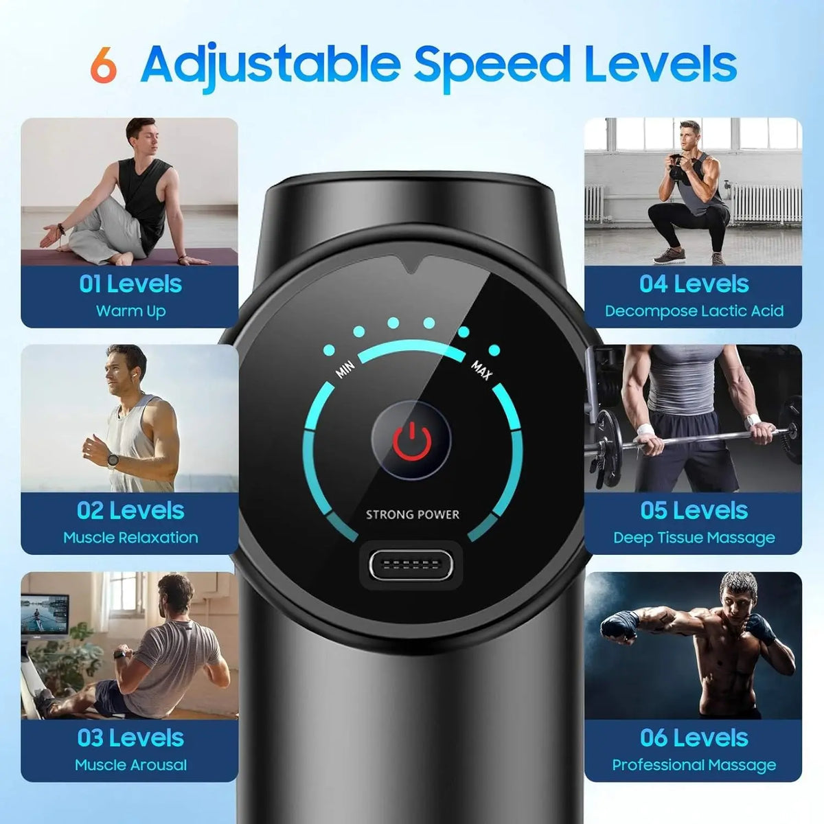 Fascia Gun for Muscle Soreness Relief with LED Screen