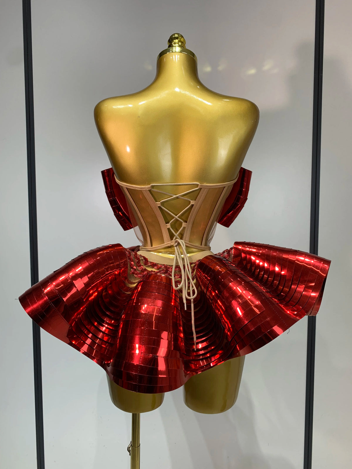 Women Silver Sequins Two Piece Stage Costume