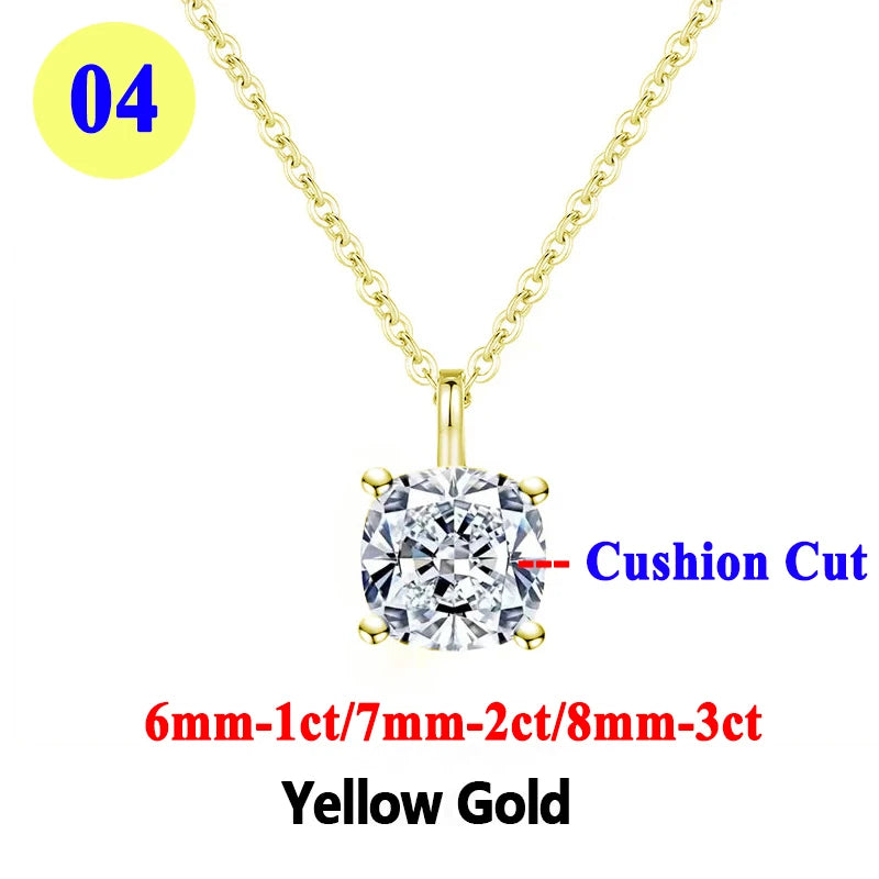 Moissanite Pendant Necklace 18K Gold Plated Women