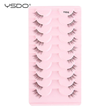 YSDO 5/10 Pairs Natural Soft Black Half Lashes