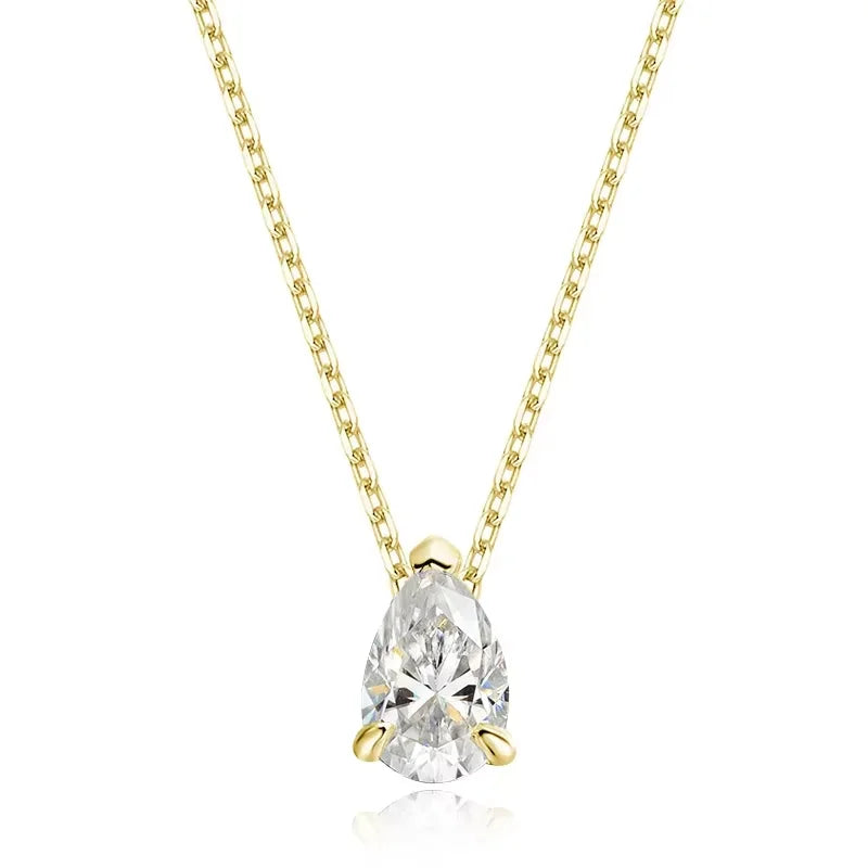 Smyoue Pear Cut Moissanite Necklace 925 Sterling Silver
