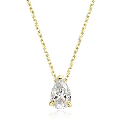 Smyoue Pear Cut Moissanite Necklace 925 Sterling Silver