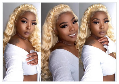 Honey Blonde Body Wave Lace Frontal Wig Brazilian Hair