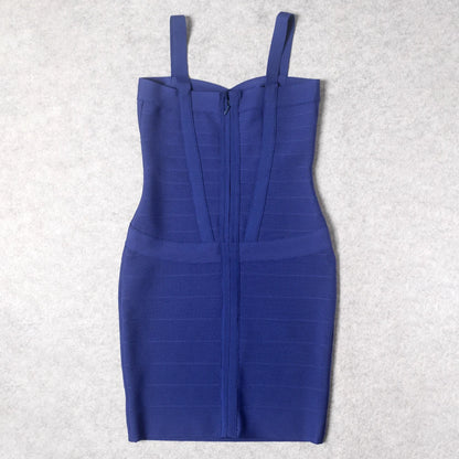 BEAUKEY Blue Mini Bandage Dress for Women XL