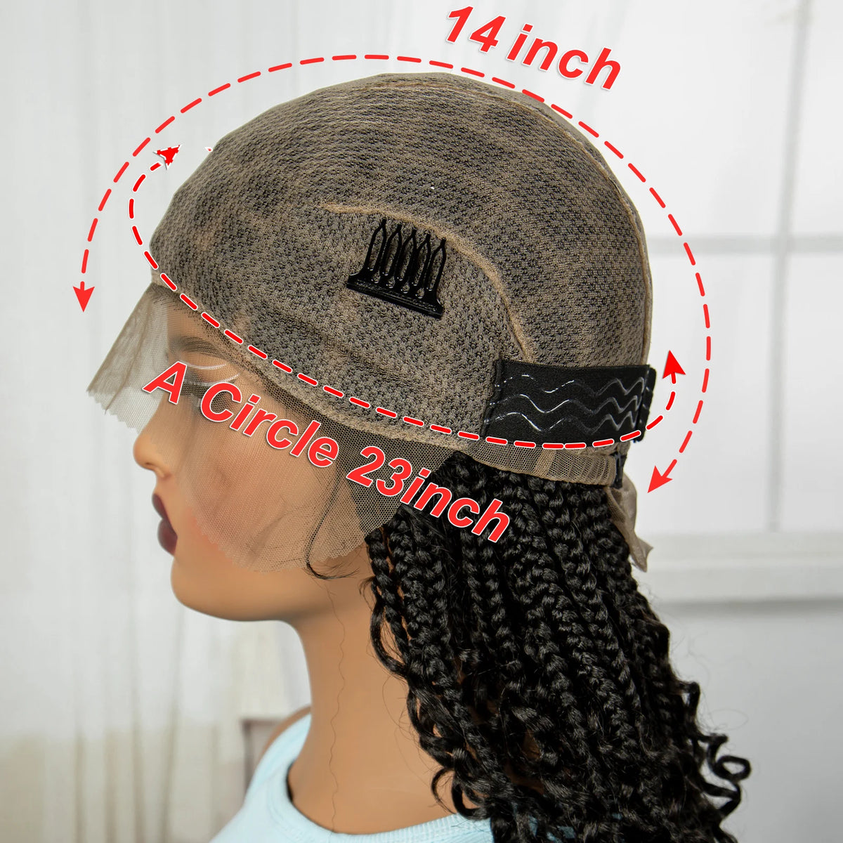 Knotless Box Braided Wigs with Curly Ends 16 Inches Synthetic