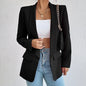 Solid Polyester Cotton Long Sleeve Women's Blazer