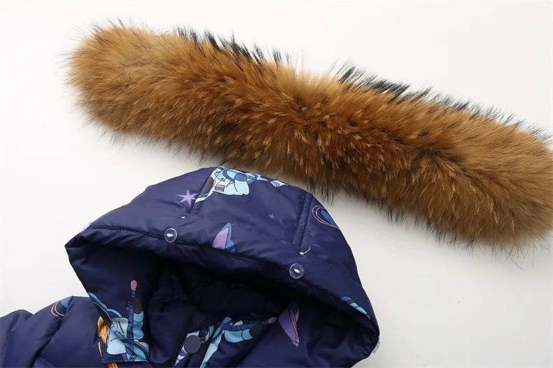 Children's Waterproof Hooded Down Snowsuit for Winter