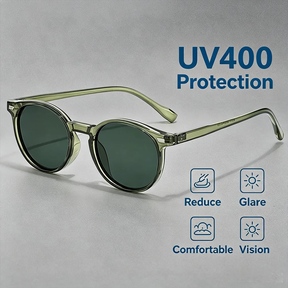 HBK Fashion Sunglasses Men Round TR90 Frame UV400