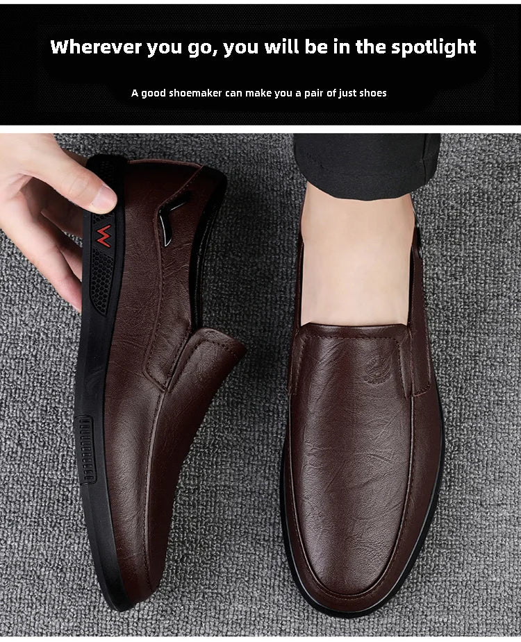 CLOHOO Men's Leather Casual Loafers for Office