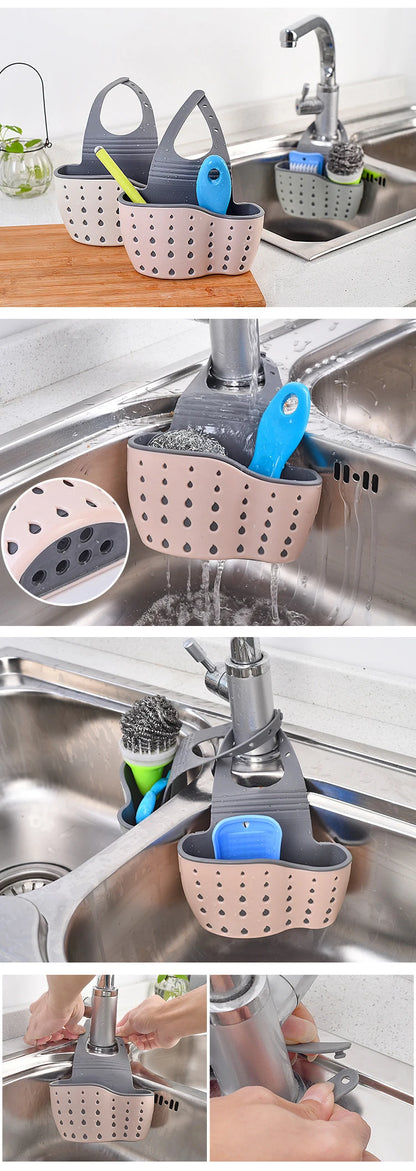 Kitchen Sink Drain Basket Silicone Holder Organizer