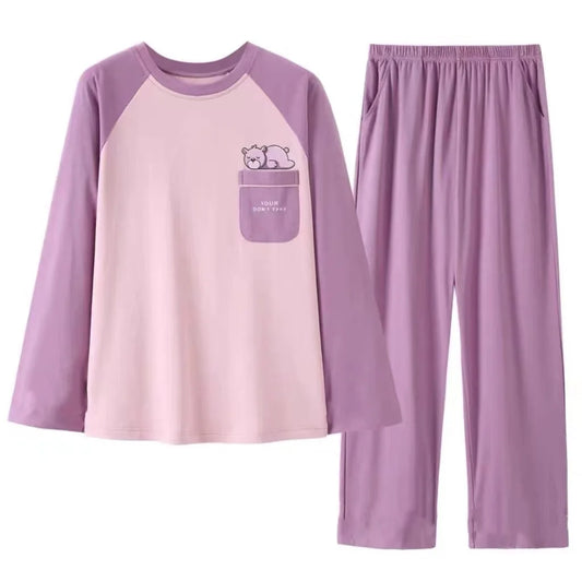 Women's Long-Sleeved Trouser Pyjamas Plus Size Casual Set