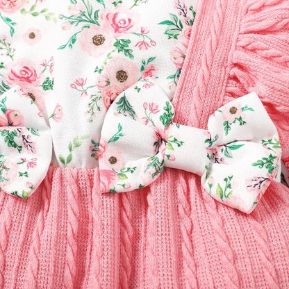 Floral Long Sleeve Baby Girl Romper with Headband