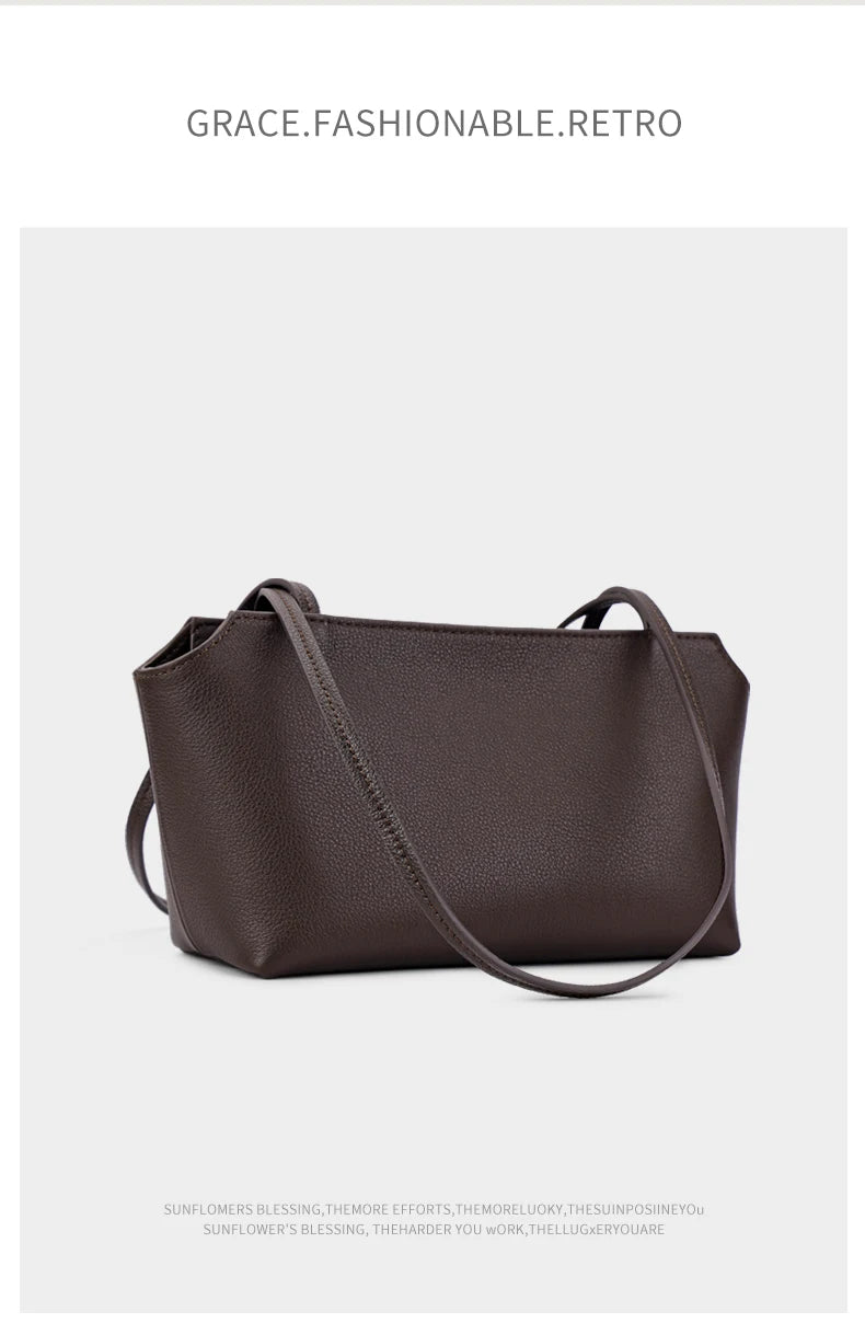 Genuine Cowhide Leather Mini Shoulder Tote Bag