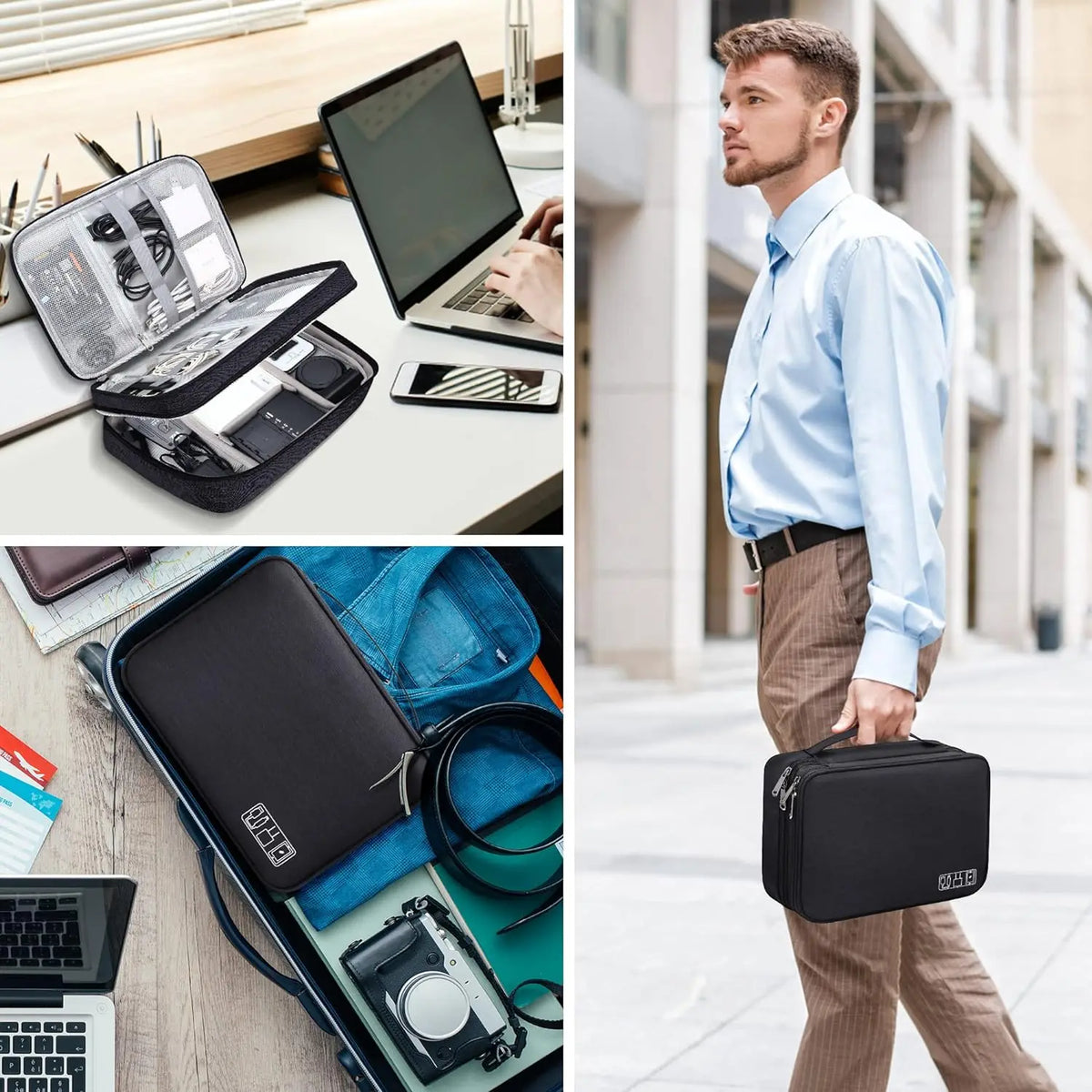 Leather Cable Storage Bag Waterproof Organizer