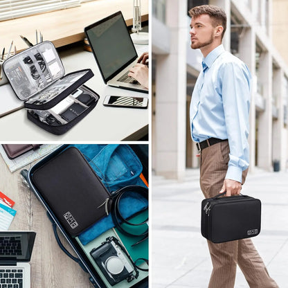 Leather Cable Storage Bag Waterproof Organizer