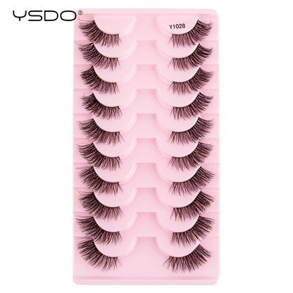 YSDO 5/10 Pairs Natural Soft Black Half Lashes