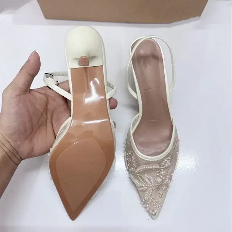 Designer Mesh Open Heel Sandals for Women