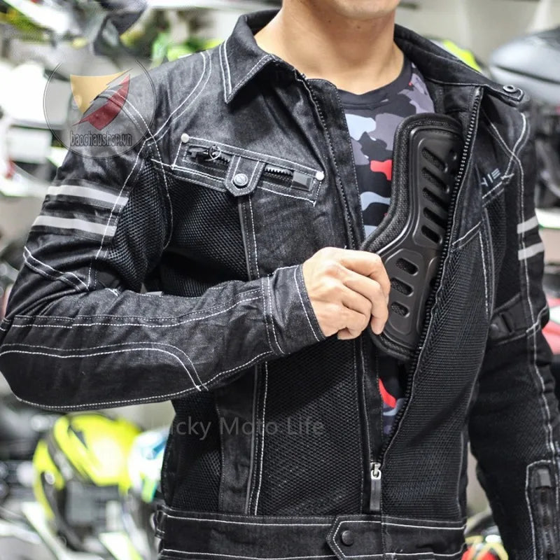 KOMINE JK006 Breathable Denim Mesh Motorcycle Jacket