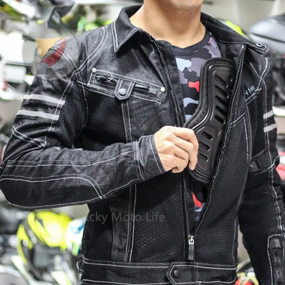 KOMINE JK006 Breathable Denim Mesh Motorcycle Jacket