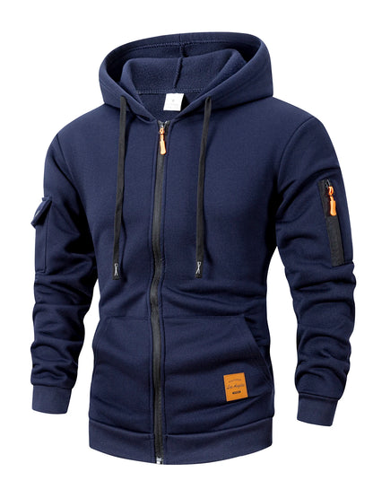 Men's Zipper Hoodie Jacket Slim Fit Polyester
