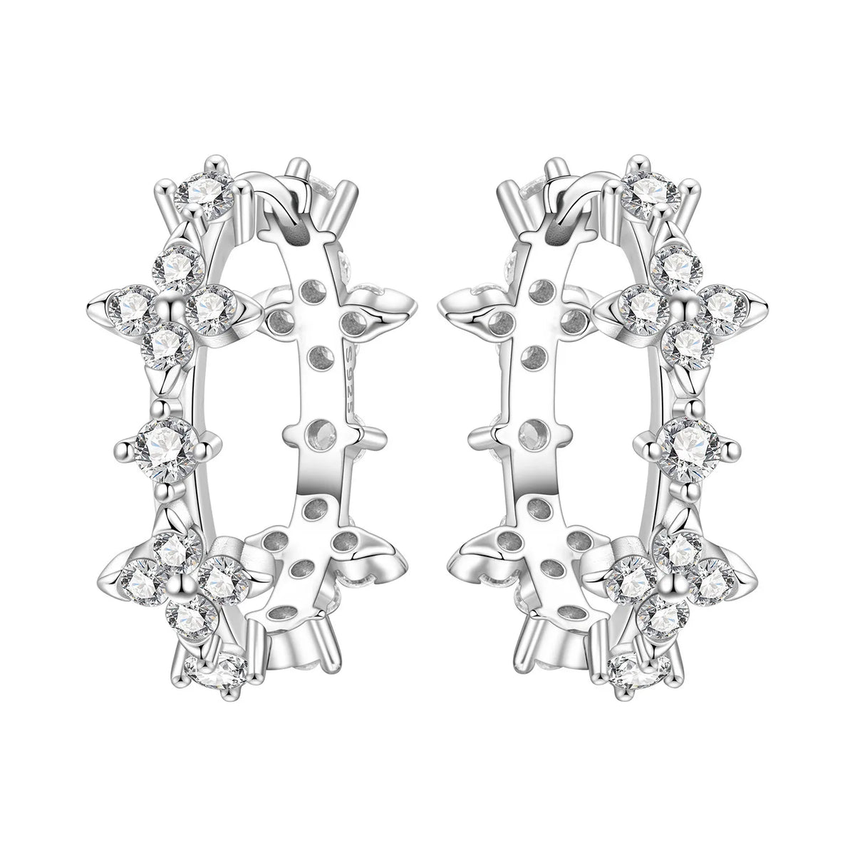 S925 Sterling Silver Iris Flower Hoop Earrings for Women