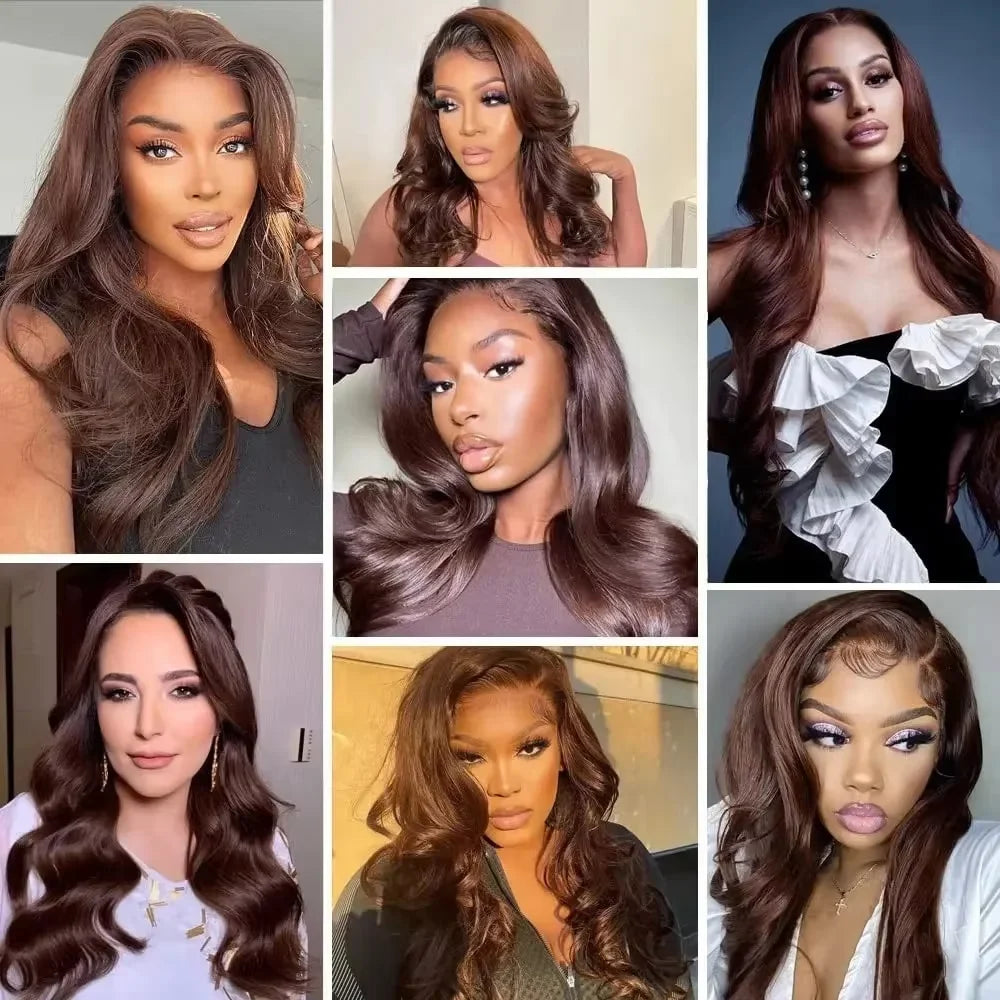 Chocolate Brown Body Wave HD Lace Front Wig 46 Inch
