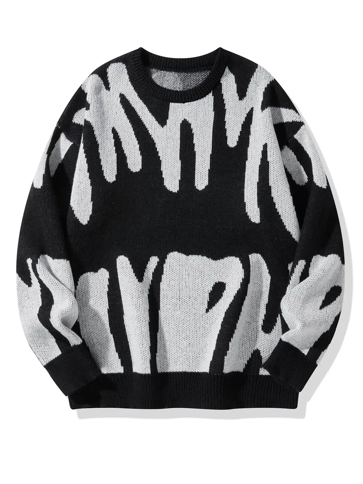 Irregular Jacquard Pattern Pullover Sweater Men Casual