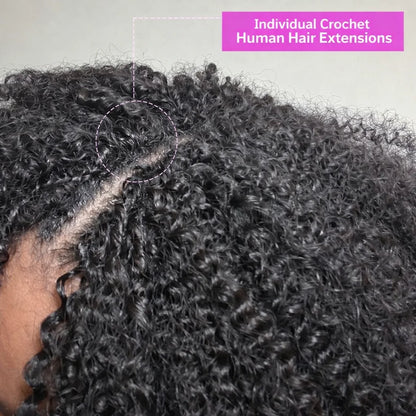 12A Curly Crochet Human Hair Extensions Deep Pixie Curls