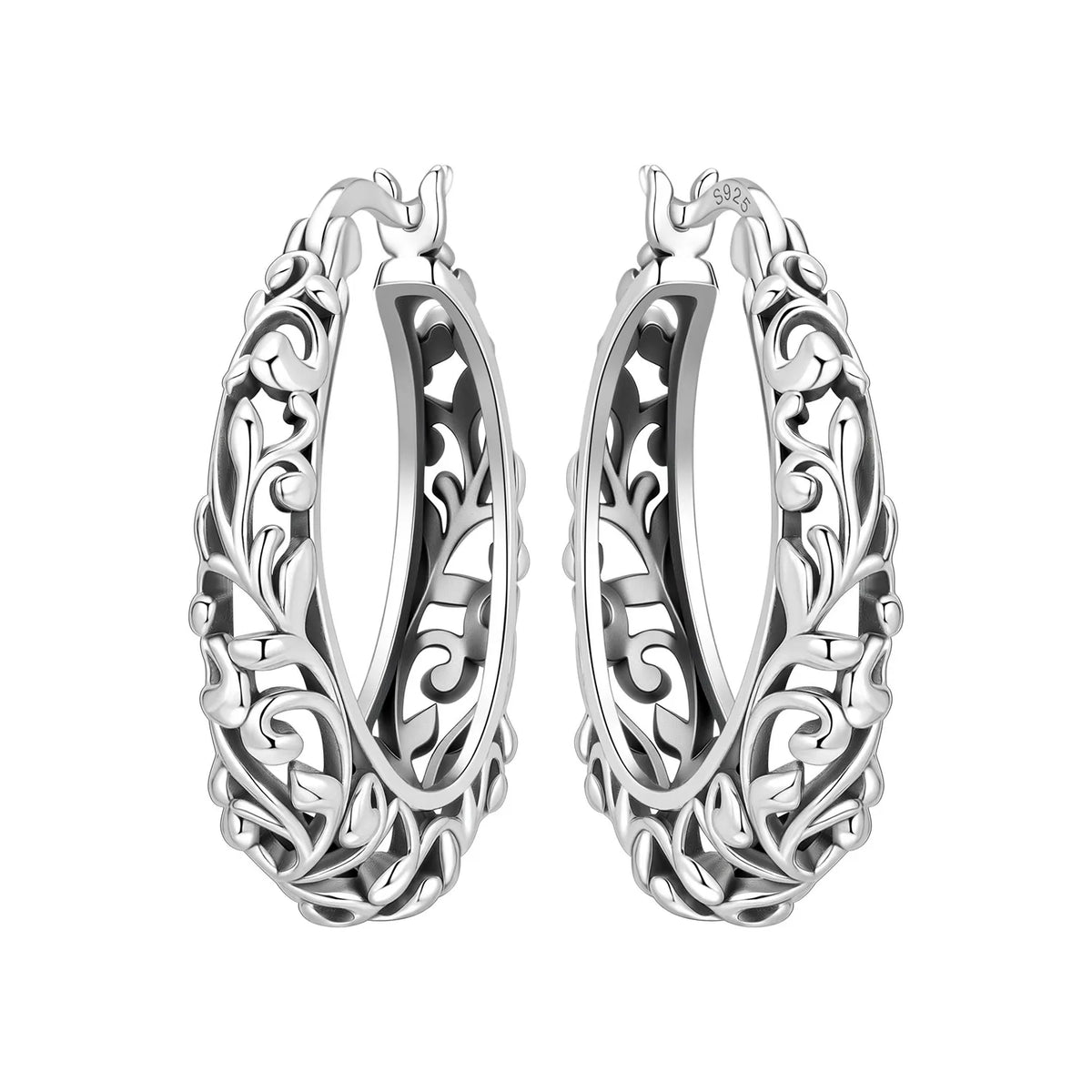 S925 Sterling Silver Iris Flower Hoop Earrings for Women