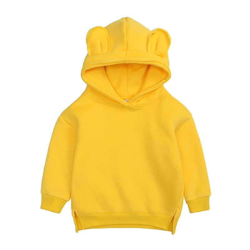 Kids Hooded Sweatshirt Cotton Solid Top for Girls