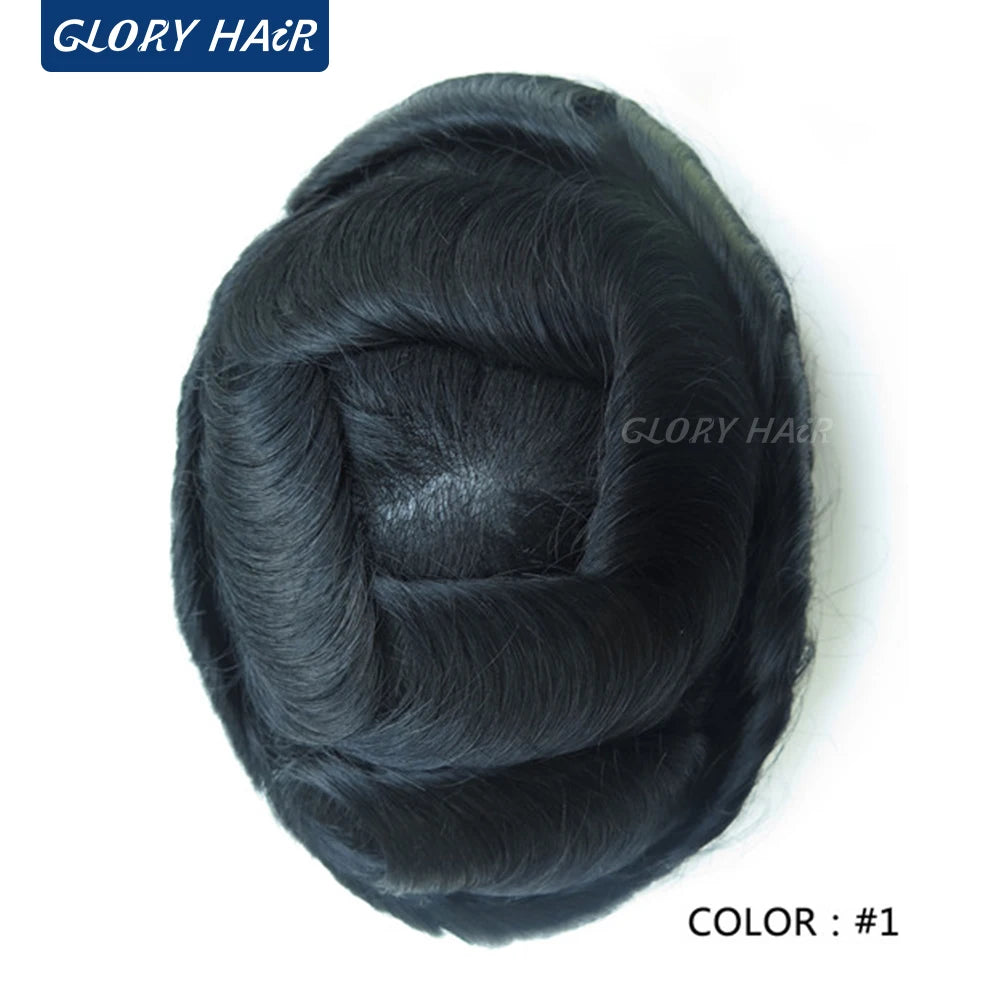 Double Knotted Toupee 130% Density Indian Hair 5 Inch