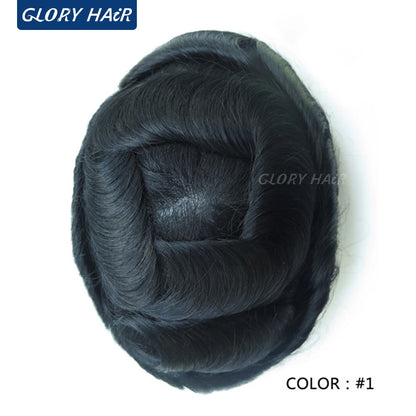 Double Knotted Toupee 130% Density Indian Hair 5 Inch