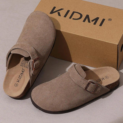 Genuine Leather Clogs with Cork Footbed for Women