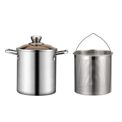 3L Stainless Steel Deep Fryer Pot with Lid and Basket