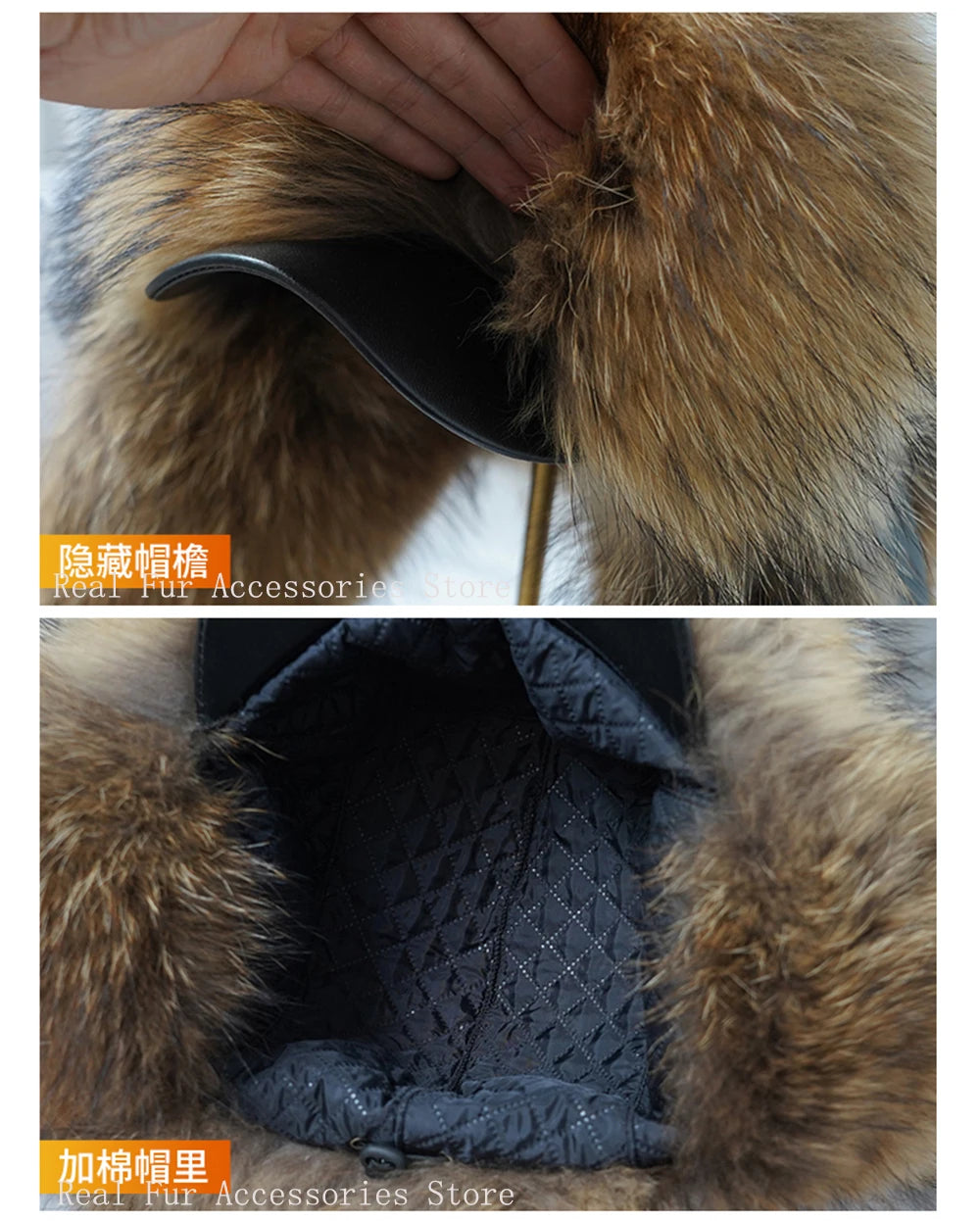 Men's Real Silver Fox Fur Bomber Hat