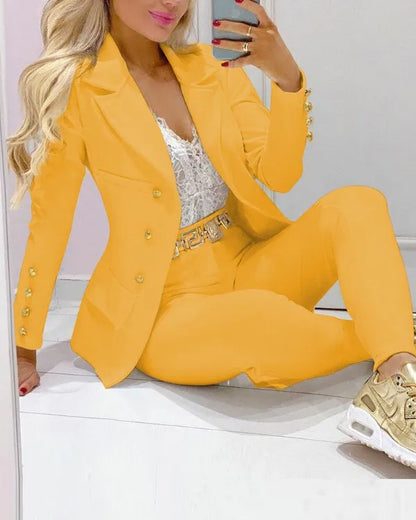 Paisley Butterfly Blazer Suit and Pants Set for Women